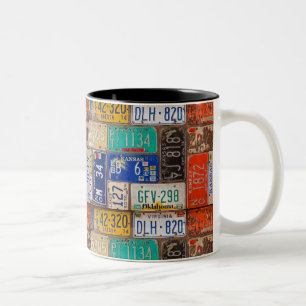 Retro-Kennzeichen-Sammlung Zweifarbige Tasse