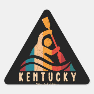 Retro Kentucky Kayaking Dreieckiger Aufkleber
