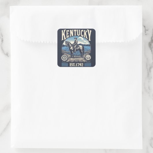 Retro Kentucky Quadratischer Aufkleber (Tasche)