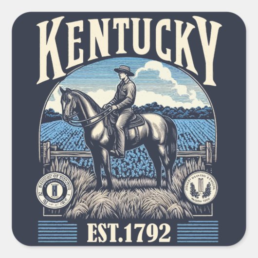 Retro Kentucky Quadratischer Aufkleber (Vorderseite)