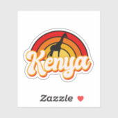 Retro Kenya Giraffe Silhouette Sunset Aufkleber (Blatt)