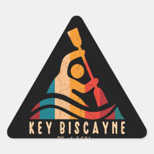 Retro Key Biscayne Kayaking Dreieckiger Aufkleber
