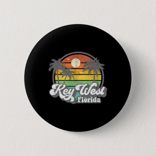 Retro Key West Florida Keys 70er Strand Urlaub Button (Vorderseite)