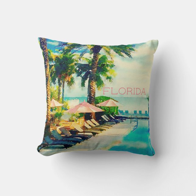Retro Key West, Florida Throw Kissen (Vorderseite)