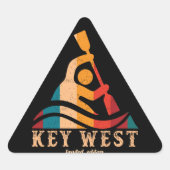 Retro Key West Kayaking Dreieckiger Aufkleber (Vorderseite)