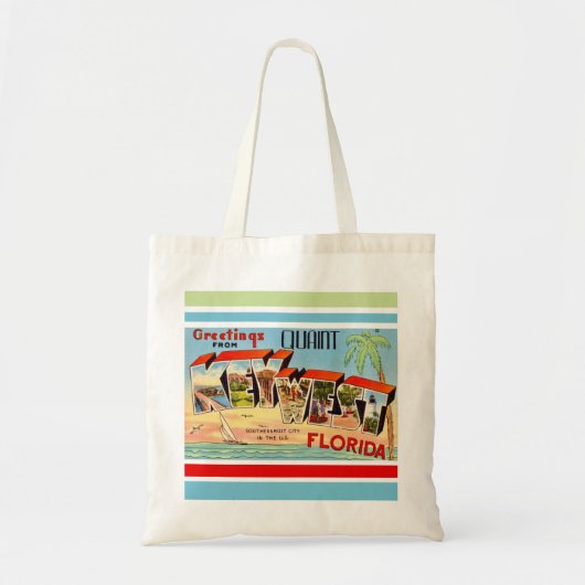 Retro Key West Postkarten-Tasche Tragetasche (Vorne)