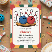 Retro Kids Bowling Birthday Party Einladung