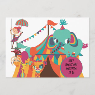 Retro Kids Circus Geburtstag Einladung
