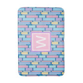 Retro Kids farbiges geometrisches Monogramm Badematte (Vorderseite Vertikal)