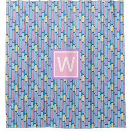 Retro Kids farbiges geometrisches Monogramm Duschvorhang