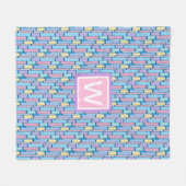 Retro Kids farbiges geometrisches Monogramm Fleecedecke (Vorderseite (Horizontal))