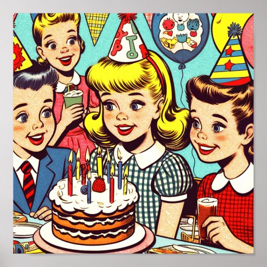 Retro Kids Party Comic Poster (Vorne)