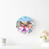 Retro Kids Vintager Cartoon Runde Wanduhr (Zuhause)