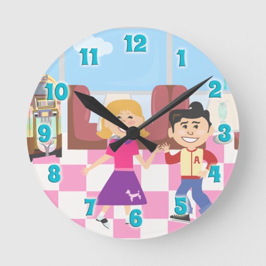 Retro Kids Vintager Cartoon Runde Wanduhr (Vorderseite)
