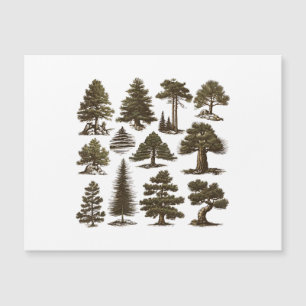 Retro-Kiefer-Baum-Vintage-Collage Magnetkarte