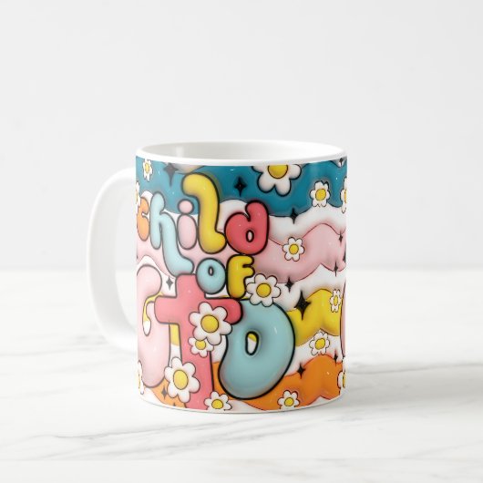 Retro Kind Gottes 3D aufgeblasene Puffe Kaffeetasse (Vorderseite Links)