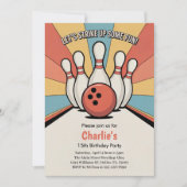 Retro-Kinder-Geburtstagsfeier Bowling Einladung (Vorderseite)