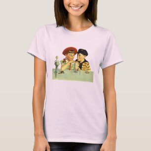Retro Kinder, Junge und Mädchen teilen sich einen  T-Shirt
