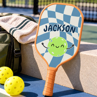 Retro-Kinder-Pickleball mit individuellem Namen un Pickleball Schläger