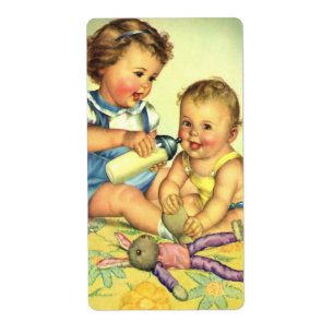 Retro Kinder, süße glückliche Kleinkinder lächeln