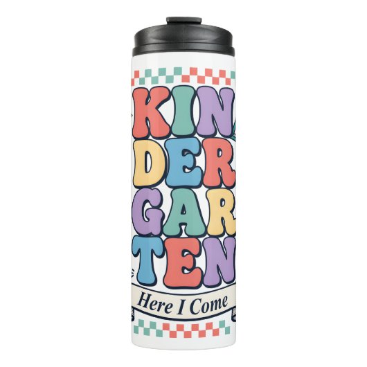 Retro Kindergarten, ich komme, Schule Thermosbecher (Vorderseite)