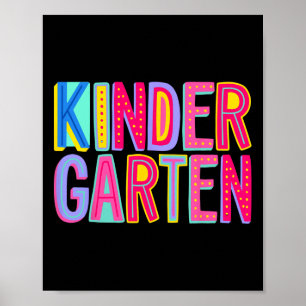 Retro Kindergarten Rainbow Vibes Teacher Kids CT Poster