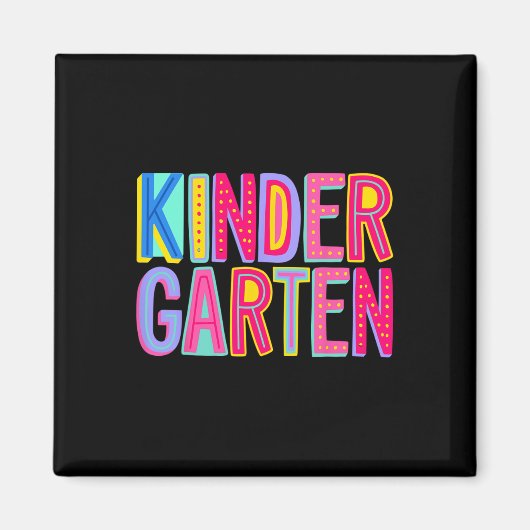Retro Kindergarten Regenbogen Stimmung Lehrer Kind Magnet (Vorne)
