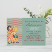 Retro Kindergeburtstag-Party alten ModeValentine Einladung (Stehend Vorderseite)