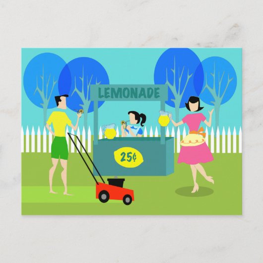 Retro Kinderlemonade-Stand Postkarte (Vorderseite)