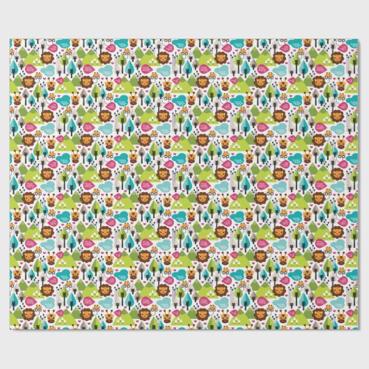 Retro-Kindersafari Geschenkpapier (Flach)