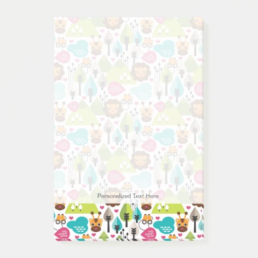 Retro-Kindersafari-Löwe Post-it Klebezettel (Vorderseite)