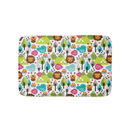 Retro Kindersafari-Löwewild lebende tiere Badematte (Vorderseite)