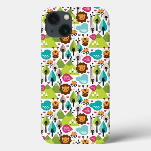 Retro Kindersafari-Löwewild lebende tiere Case-Mate iPhone Hülle (Rückseite)
