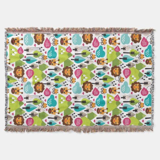 Retro Kindersafari-Löwewild lebende tiere Decke (Vorderseite)