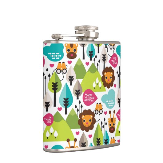 Retro Kindersafari-Löwewild lebende tiere Flachmann (Rechts)