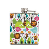 Retro Kindersafari-Löwewild lebende tiere Flachmann (Rückseite)