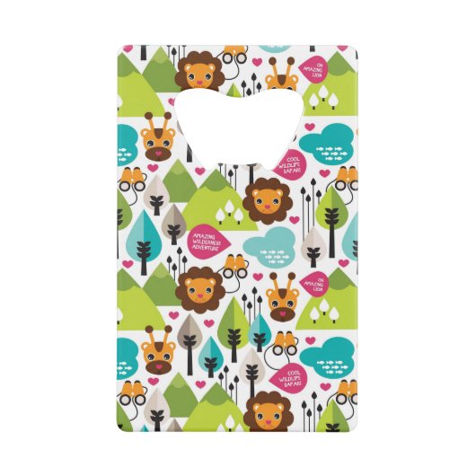 Retro Kindersafari-Löwewild lebende tiere Geldbeutel Flaschenöffner (Vorderseite)