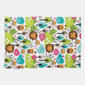 Retro Kindersafari-Löwewild lebende tiere Geschirrtuch (Horizontal)