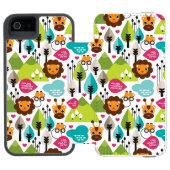 Retro Kindersafari-Löwewild lebende tiere Incipio iPhone Geldbeutel-Hülle (Folio Geöffnet)