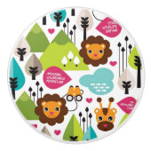 Retro Kindersafari-Löwewild lebende tiere Keramikknauf (Vorderseite)