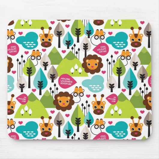 Retro Kindersafari-Löwewild lebende tiere Mousepad (Vorne)