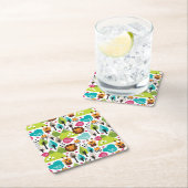 Retro Kindersafari-Löwewild lebende tiere Rechteckiger Pappuntersetzer (Vor Ort)