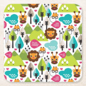 Retro Kindersafari-Löwewild lebende tiere Rechteckiger Pappuntersetzer (Vorderseite)