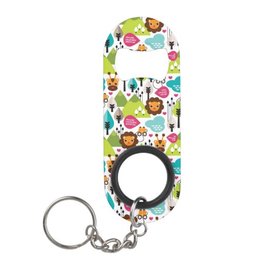 Retro Kindersafari-Löwewild lebende tiere Schlüsselanhänger Flaschenöffner (Vorderseite)