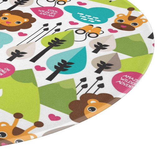 Retro Kindersafari-Löwewild lebende tiere Schneidebrett (Ecke)