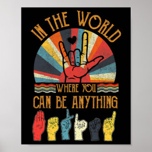 Retro Kindness Autism Awareness Montag ASL Vintag Poster