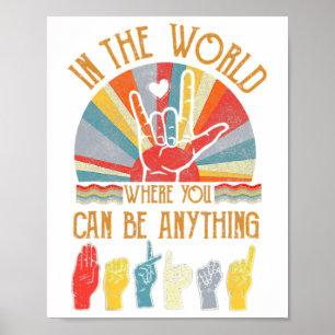 Retro Kindness Autism Awareness Montag ASL Vintag Poster