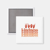 Retro Kindness Deawareness Shirt Signing Language Magnet (Vorderseite/Rückseite)