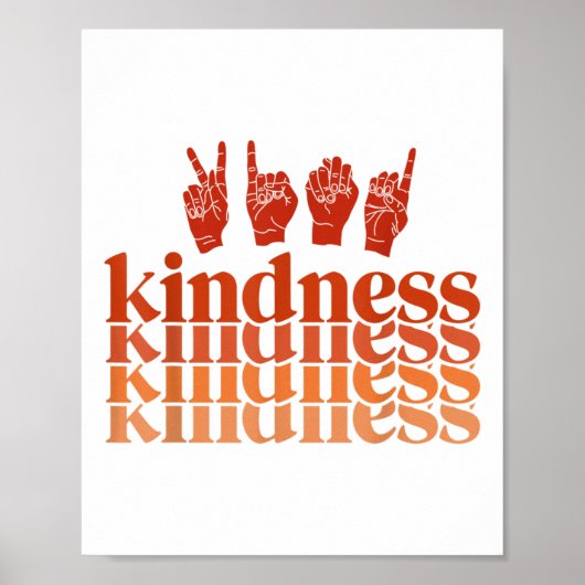 Retro Kindness Deawareness Shirt Signing Language Poster (Vorne)