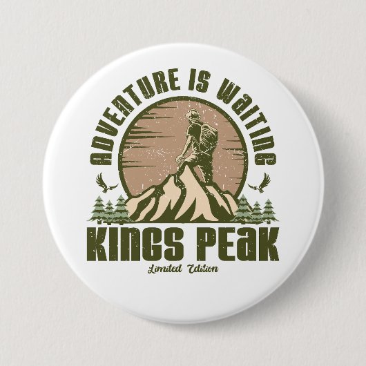 Retro Kings Peak Wanderung Button (Vorderseite)